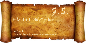 Fábri Sándor névjegykártya