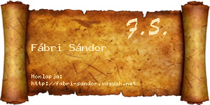 Fábri Sándor névjegykártya